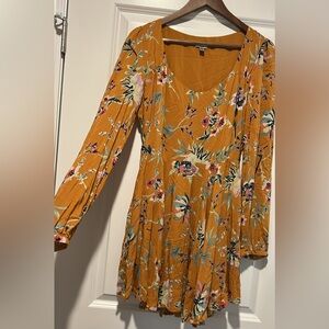 Urban Outfitters Ecote Rosalinda Floral Long-Sleeve mini dress.